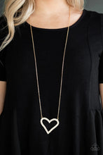 Load image into Gallery viewer, Pull Some Heart Strings Gold Necklace