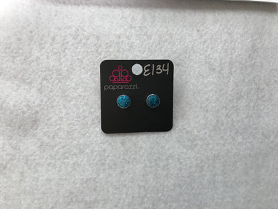 Starlet Shimmer Pave Round Post Blue Earrings #134