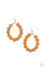 Load image into Gallery viewer, Festively Flower Child Orange Seed Bead Earrings