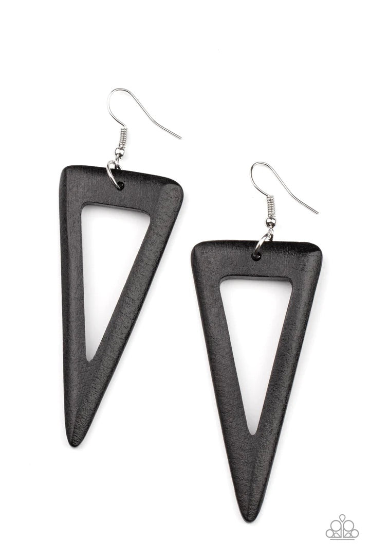 Bermuda Backpacker Black Wood Earrings
