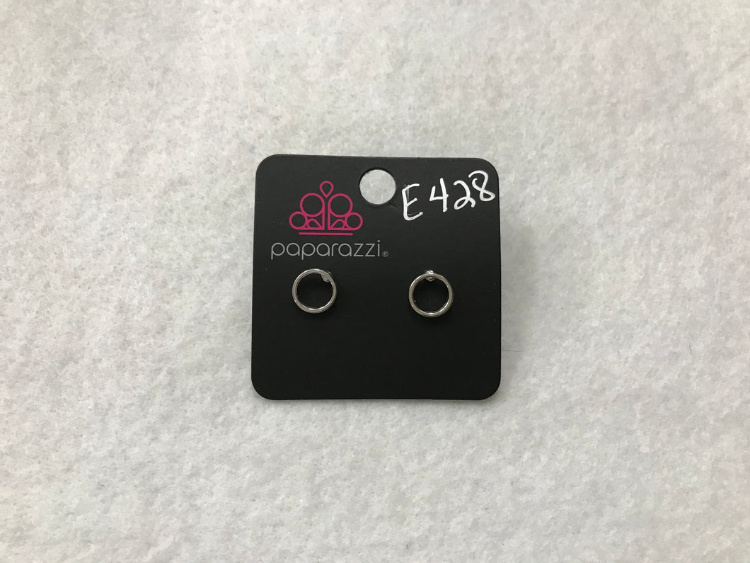 Starlet Shimmer Circles Post Silver Earrings #428