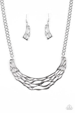 Fashionably Fractured Silver Necklace