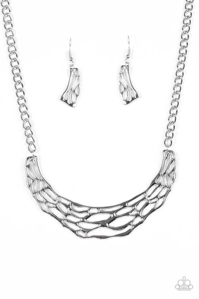 Fashionably Fractured Silver Necklace