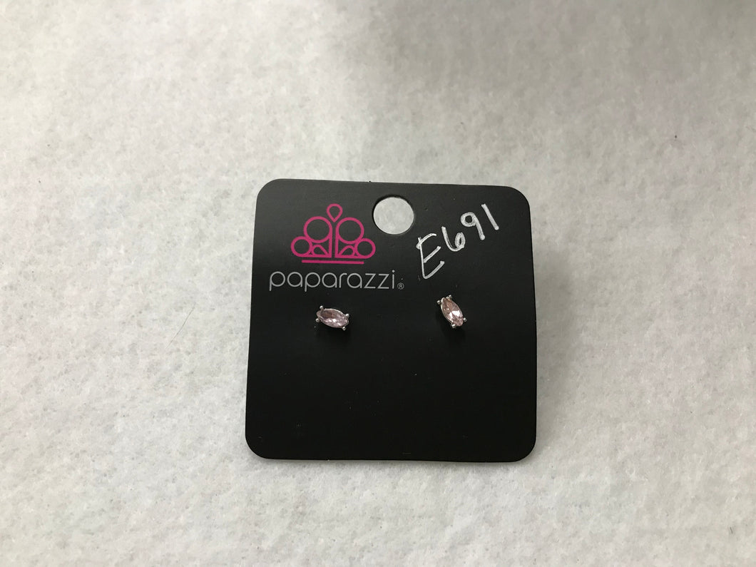 Starlet Shimmer Small Oval Pink Post Earrings #691