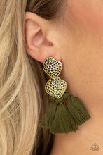 Load image into Gallery viewer, Tenacious Tassel Green Earrings