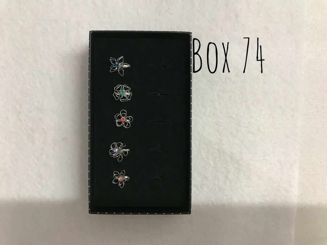 Starlet Shimmer Wire Flowers w/Gems Rings - Box 74