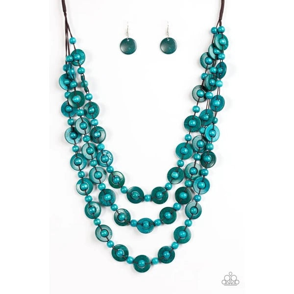 Bermuda Belle Blue Wood Necklace