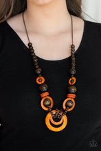 Load image into Gallery viewer, Boardwalk Party Orange Wood Necklace