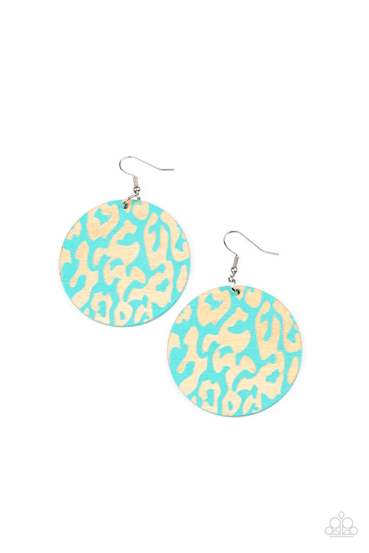 Catwalk Safari Blue Wood Earrings