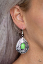 Load image into Gallery viewer, Tropical Topography Green Earrings