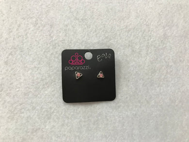 Starlet Shimmer Triangle w/Gem Pink Earrings #96