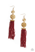 Load image into Gallery viewer, Lotus Gardens Red Tassel Earrings