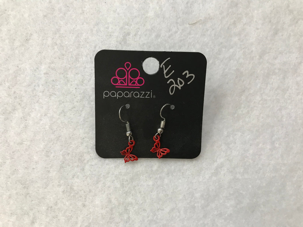 Starlet Shimmer Butterfly Dangle Red Earrings #203