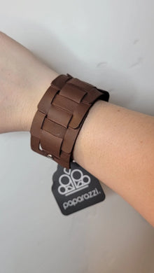 Plainly Plaited Brown Snap Bracelet