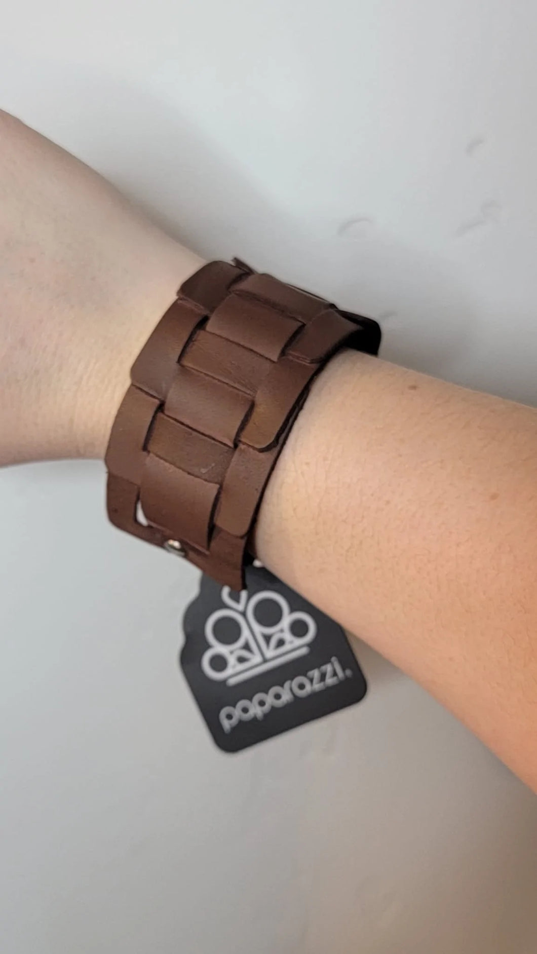 Plainly Plaited Brown Snap Bracelet