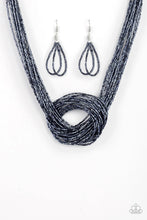Load image into Gallery viewer, Knotted Knockout Blue Seed Bead Necklace