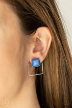 Load image into Gallery viewer, Flair and Square Blue Jacket Earrings
