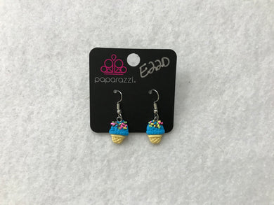 Starlet Shimmer Ice Cream Cone Blue Earrings #220