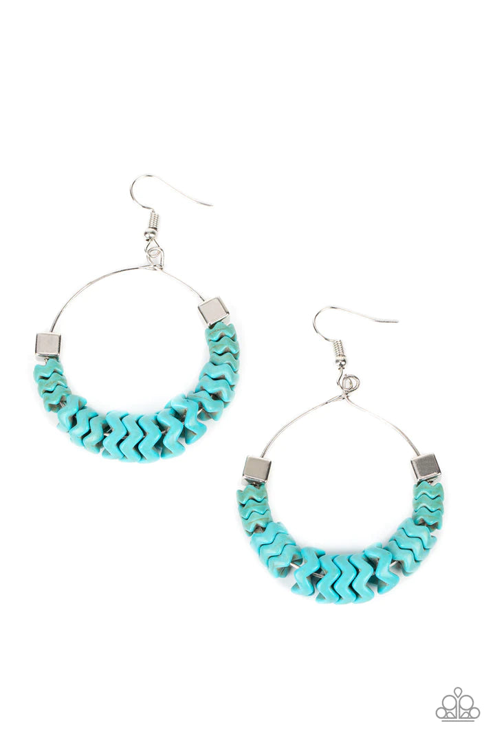 Capriciously Crimped Blue Earrings
