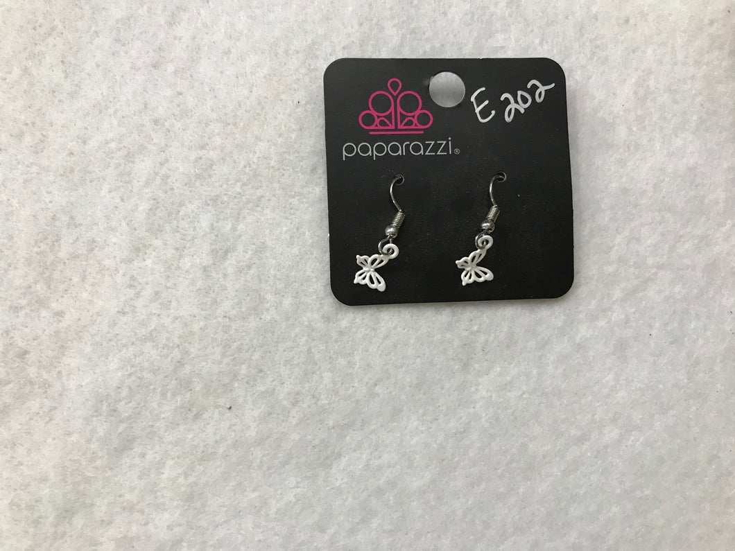 Starlet Shimmer Butterfly Dangle White Earrings #202
