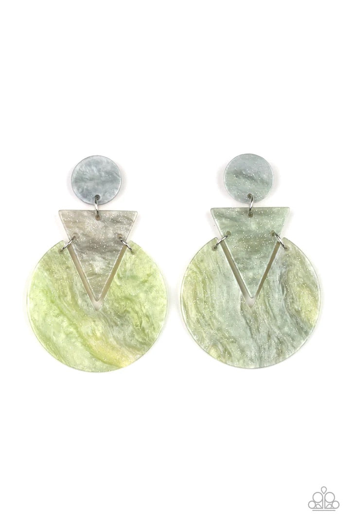 Head Under Watercolors Green/Multi Earrings