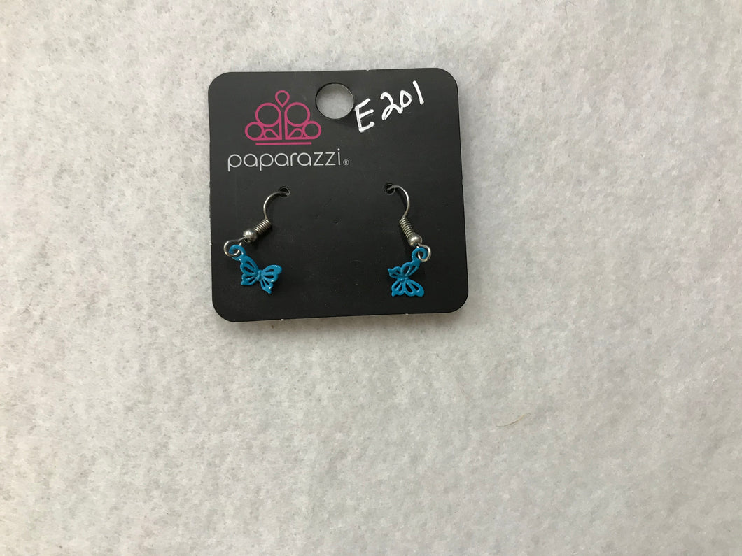 Starlet Shimmer Butterfly Dangle Blue Earrings #201