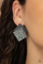 Load image into Gallery viewer, Square with Style Black Post Earrings