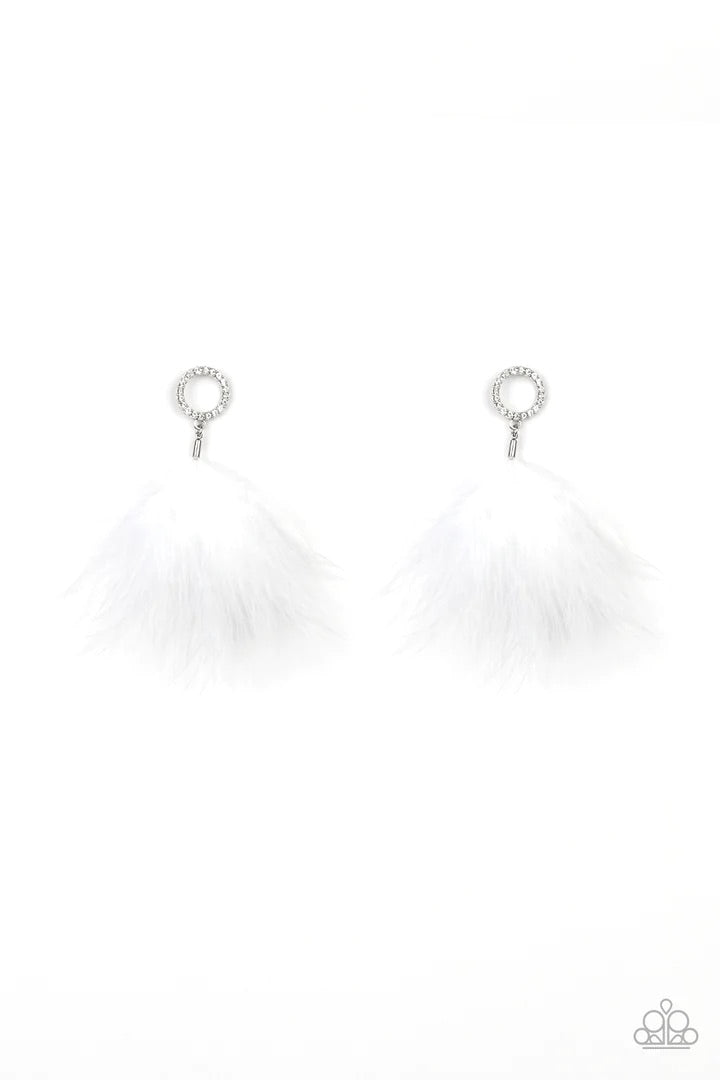 BOA Down White Earrings
