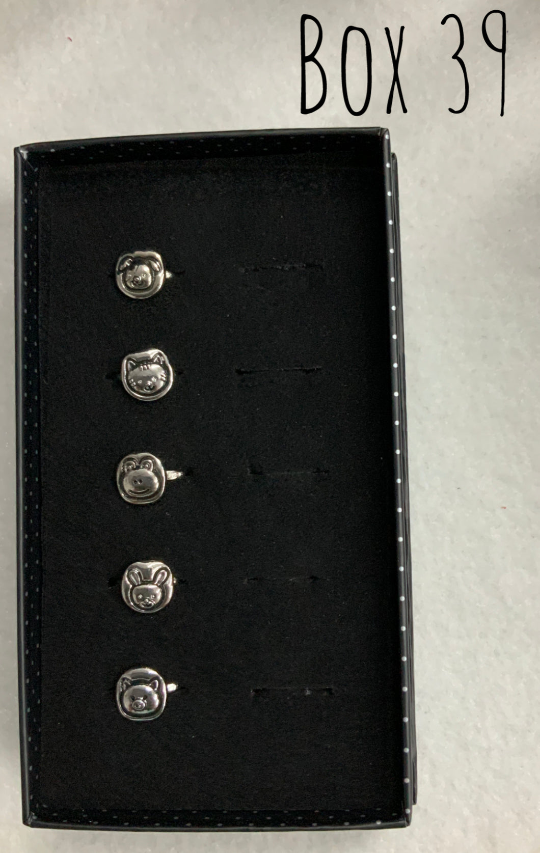 Starlet Shimmer Silver Animals Rings Box 39