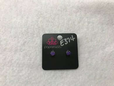 Starlet Shimmer Heart Gem Purple Post Earrings #374
