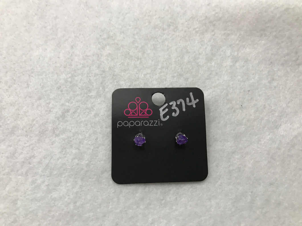 Starlet Shimmer Heart Gem Purple Post Earrings #374