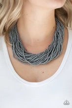 Load image into Gallery viewer, The Show Must CONGO On Silver Seed Bead Necklace