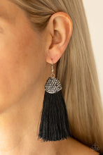 Load image into Gallery viewer, Razzle Riot Black Tassel Earrings