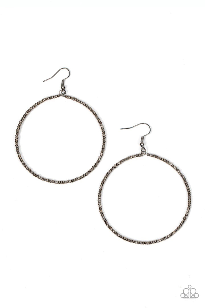 Basically Beaded Black Seed Bead Hoop Earrings