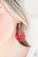 Load image into Gallery viewer, Merrily Marooned Red Wood Earrings