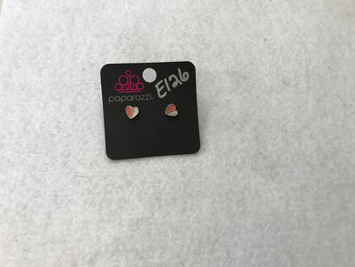 Starlet Shimmer Split Heart Post Orange Post Earrings #126