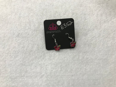 Starlet Shimmer Flower w/Bling Pink Earrings #352