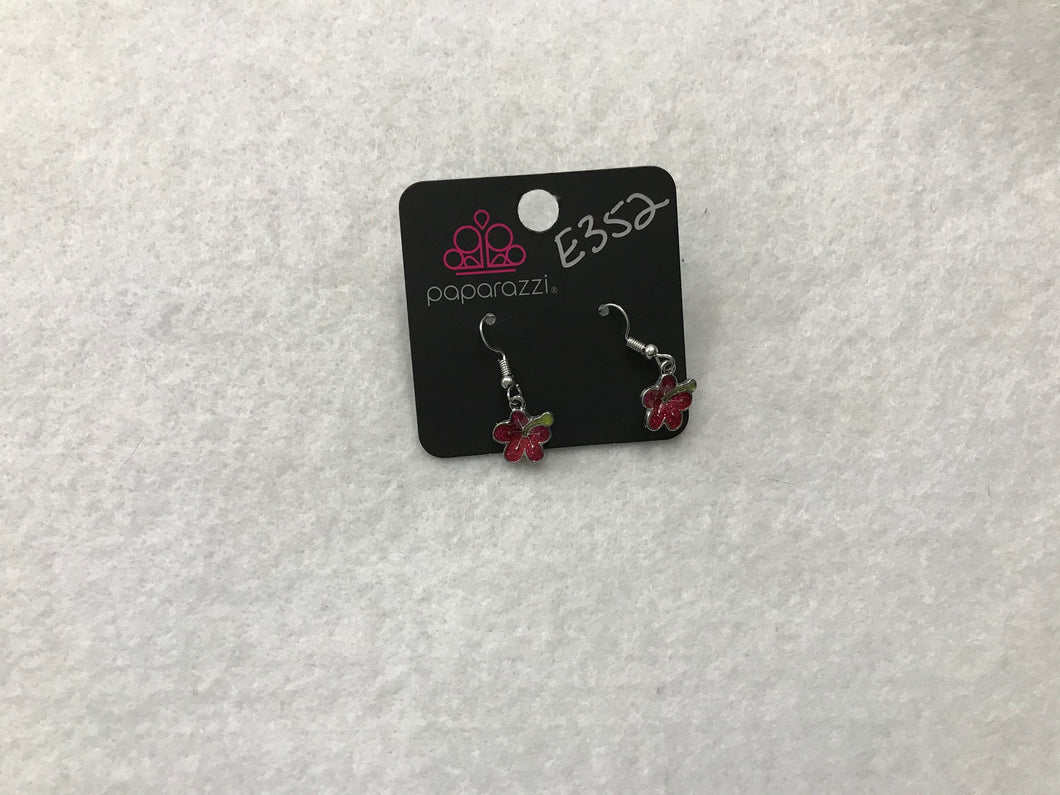 Starlet Shimmer Flower w/Bling Pink Earrings #352