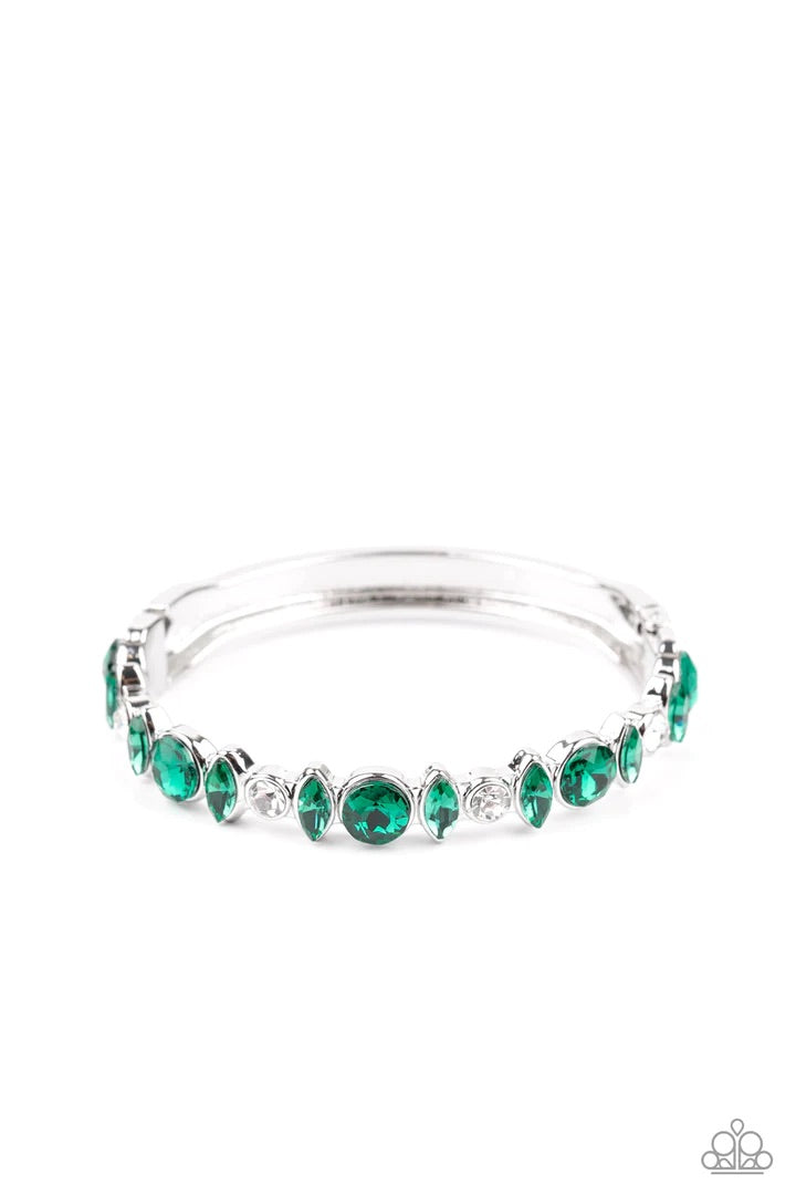 Bling Them to their Knees Green Hinged Bracelet