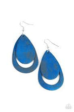 Load image into Gallery viewer, Fiery Firework Blue Leather Earrings
