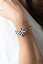 Load image into Gallery viewer, Go with the Florals Silver Hinged Bangle