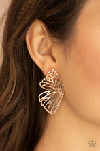 Load image into Gallery viewer, Butterfly Frills Gold Post Earrings