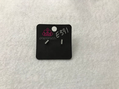 Starlet Shimmer Iridescence Bar White Earrings #391