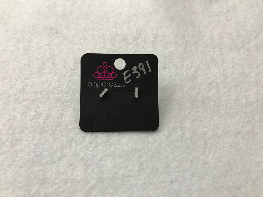 Starlet Shimmer Iridescence Bar White Earrings #391