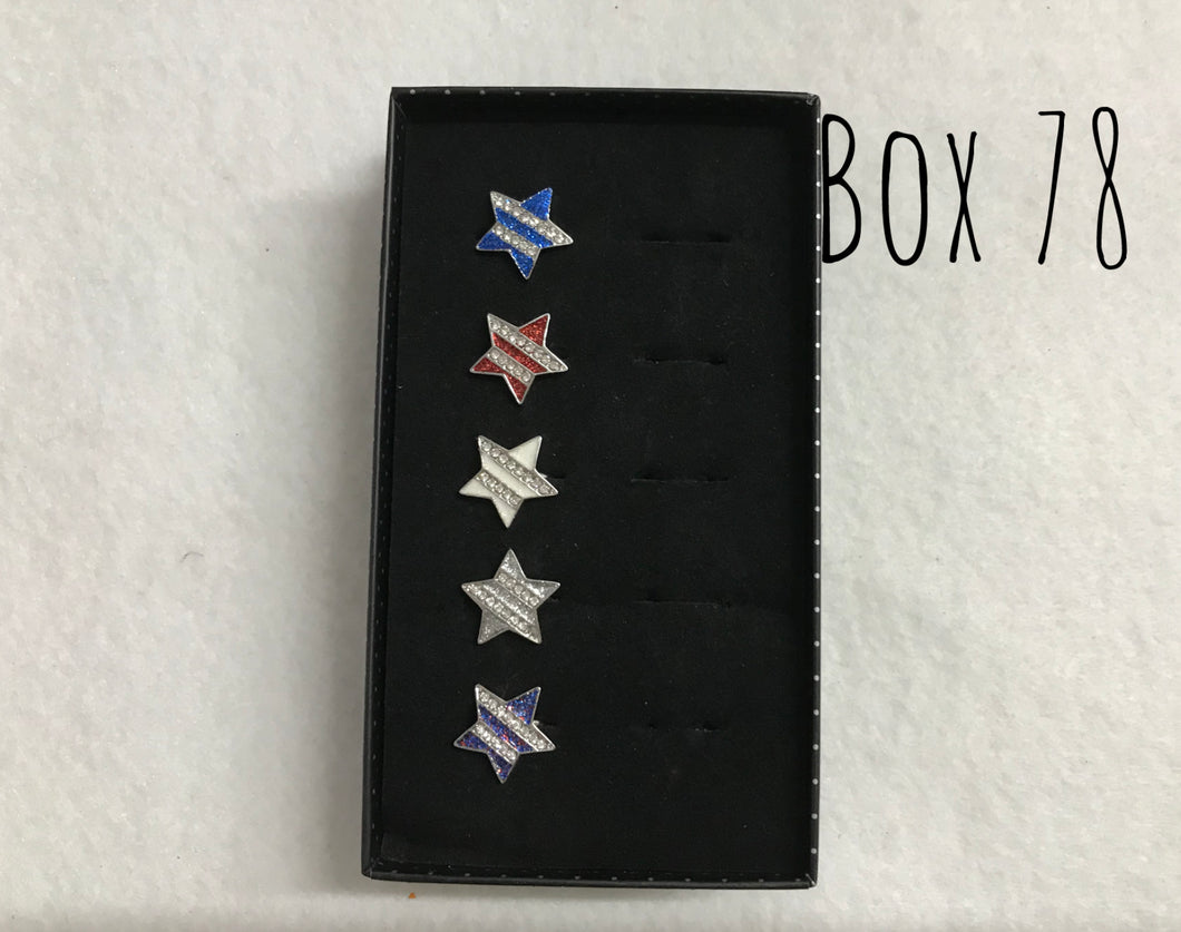 Starlet Shimmer Stars w/rows of Gems Rings Box 78