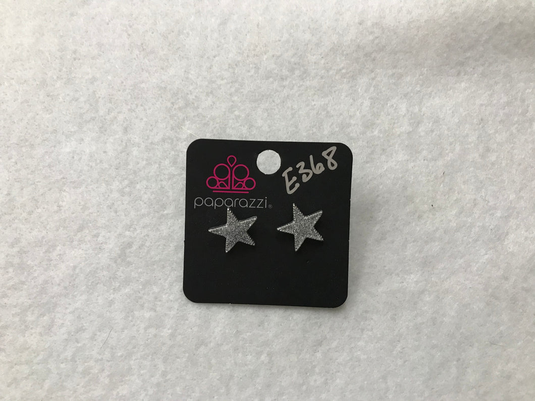 Starlet Shimmer Glitter Star Silver Post Earrings #368
