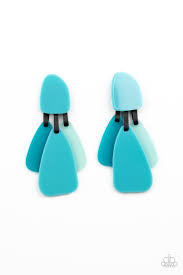 All Faux One Blue Acrylic Post Earrings