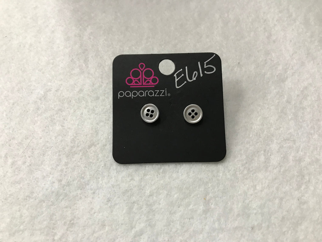 Starlet Shimmer Button Silver Earring #615