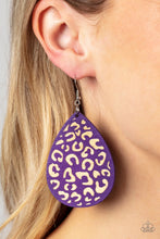 Load image into Gallery viewer, Suburban Jungle Purple Wood Earrings