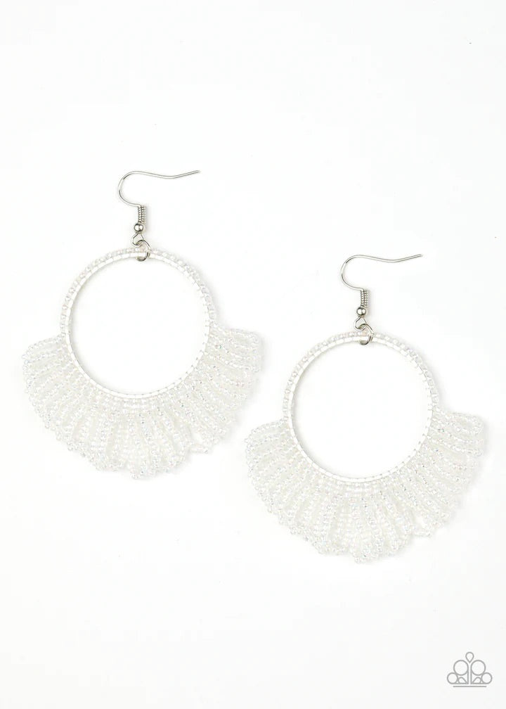 Can’t BEAD-live My Eyes Multi/White Seed Bead Earrings